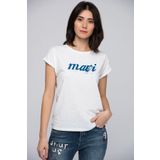 Mavi 166422-620 Logo Baskılı Beyaz Kadın T-shirt
