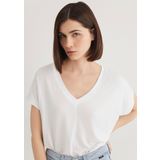Mavi 166449-620 V Yaka Beyaz Basic Kadın T-shirt
