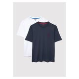 Mavi 2li Mühür Logo İşlemeli Erkek Tişört Loose Fit / Bol Rahat Kesim 0612545-620