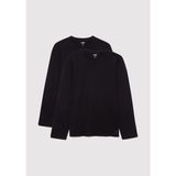 Mavi 2li Uzun Kollu Erkek Basic Tişört 0612314-900 - Siyah-900 - 2XL
