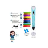 Mavi 3D Kalem 3D Pen Yazıcı Kalem – 10 Adet 5 Metrelik PLA Filament (Toplam 50M) + USB Kablo