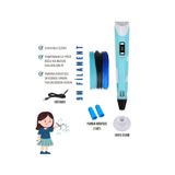 Mavi 3D Kalem 3D Pen Yazıcı Kalem – 3 Adet 3 Metrelik PLA Filament (Toplam 9M) + USB Kablo