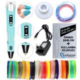 MAVİ 3D Kalem Yazıcı+25 renk 50 metre (25x2metre) PLA Filament