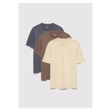 Mavi 3lü Bol Kesim Erkek Basic Tişört Loose Fit / Bol Rahat Kesim 0612315-70325