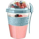 Mavi 600ML Kapaklı Kaşıklı Meyveli Yoğurt Kabı, Pratik ve Şık Tasarım - Altın - Seçenek 1