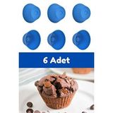 Mavi 6'lı Silikon Mini Browni Kalıbı - Muffin Kalıbı 6 Adet Cupcake Kek Kalıbı