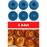 Mavi 6'lı Silikon Mini Kek Kalıbı - Muffin Kalıbı 6 Adet Göbekli Kek Kalıbı