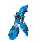 MAVİ 7 BANTLI LATİN, SALSA, BACATA, TANGO, DANS VE SALON AYAKKABI 7 CM 11 PONT KADEH TOPUK (EU Ayakkabı Beden Sistemi, Yetişkin, Kadın, Sayısal, Orta, 35)