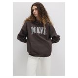 Mavi 70222 1600361 Logo Baskılı Kapüşonlu Kahverengi Kadın Sweatshirt