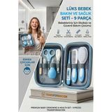 Mavi 9 Parça Bebek Bakım Seti, Yenidoğan Hediye Sağlık Kiti (Tırnak Makası Ateş Ölçer) 723162