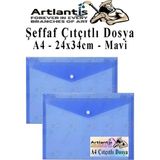 Mavi A4 Çıtçıtlı Dosya Şeffaf Renkli Zarf Dosya 2 Adet Çıt Çıtlı Dosya Su Geçirmez 100 Y - Çok Renkli - Genel