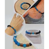 Mavi Akik & Oniks Taşı 8mm Unisex Tasarım Bileklik Hawaii Model (4001)