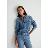 Mavi Angela Classic Denim Puslu Indigo Mavi Jean Gömlek 1210819-87754