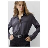 Mavi Antrasit %100 İpek Gömlek Slim Fit / Dar Kesim 1211269-70087