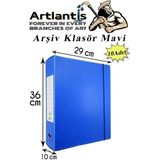 Mavi Arşiv ve Proje Kutusu 29X36X10CM 10 Adet Arşiv Klasörü Lastikli Plastik Arşiv Klasörü Büro Okul Sınıf