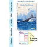 Mavi Balina Spiralli Günlük Planlama Defteri - 100 Sayfa - 17X24 Planlayıcı Defter