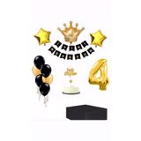 mavi balon parti evi 4 Yaş Siyah Gold Doğum Günü Konsepti