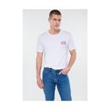 MAVİ BASKILI TİŞÖRT Erkek XXXL Kısa Kol Günlük Stil Beyaz Renk İnce Malzeme