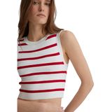 Mavi Bayan Nonsleeve Tricot kazak, Scarlet Sage Stripe, L