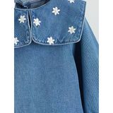 Mavi Bebe Yaka Kız Bebek Jean Elbise