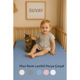 Mavi Bebek Lastikli Çarşaf %100 Pamuklu Penye Park Yatak | 60X120 | 70X110 | 70X120 | 70X130 | 70X140 - 70 x 130 cm