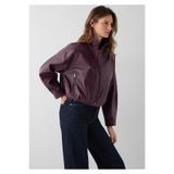 Mavi Beli Lastikli Bordo Suni Deri Ceket Oversize / Geniş Kesim 1110865-70434