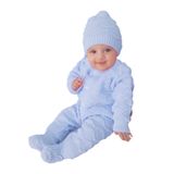 Mavi, Bereli Triko Erkek Bebek Tulumu Renkli 0-6 AY