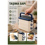 Mavi Beslenme Kutusu 3 Bölmeli 1 Adet 3 Bölmeli Beslenme Kabı Yemek Saklama Kabı Taşınabilir Lunch Box Okul