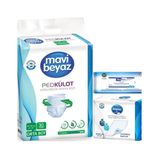 Mavi Beyaz 30 Adet M Ped Emici Külot Hasta Bezi+30 Adet Yatak Koruyucu+1 Paket Temizleme Havlusu
