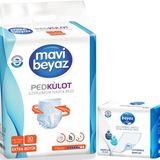 Mavi Beyaz 30 Adet XL Ped Emici Külot Hasta Bezi+60x90 cm 30 Adet Yatak Koruyucu Örtü