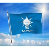 Mavi- Beyaz Ak Parti Bayrağı Premium Raşel Kumaş 100X150 cm