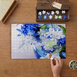 Mavi Beyaz Güzel Çiçekler Tasarımı 240 Parça Ahşap Puzzle Ahşap Kutuda MP04846