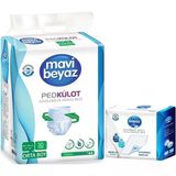 Mavi Beyaz M Medium Orta 30 Adet Ped Emici Külot Yetişkin Bezi + 30 Adet 60x90 cm Yatak Koruyucu Örtü