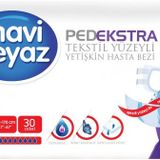 Mavi Beyaz Ped Ekstra Tekstil Yüzeyli Büyük 30 Adet Yetişkin Bel Bantlı Hasta Bezi