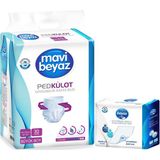 Mavi Beyaz Ped Emici Külot Yetişkin Bezi L -Large Büyük 30 Adet +Yatak Koruyucu Örtü 60x90CM 30 Adet