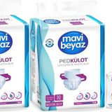 Mavi Beyaz Ped Emici Külot Yetişkin Bezi L -Large Büyük 60 Adet +Yatak Koruyucu Örtü 60x90CM 30 Adet