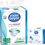 Mavi Beyaz Ped Emici Külot Yetişkin Bezi M -Medium Orta 30 Adet + Yatak Koruyucu Örtü 60*90CM 30 Adt