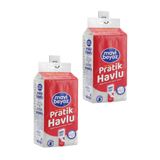 Mavi Beyaz Pratik Havlu, 500 Yaprak, Çok Amaçlı El ve Yüz Havlusu, 2 Adet