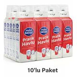 Mavi beyaz Pratik Havlu 500 Yaprak - Yeni Nesil Çok Amaçlı Kağıt Havlu (Asma Aparatı Hediyeli) - 10 Adet