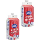 Mavi Beyaz Pratik Havlu 500 Yaprak - Yeni Nesil Çok Amaçlı Kağıt Havlu (Asma Aparatı Hediyeli) - 2 Adet Asılabilir Kağıt Havlu