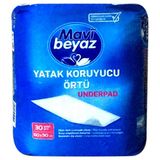 Mavi Beyaz Yatak Koruyucu Örtü 60 x 90 CM 30'lu