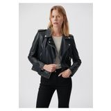 Mavi Biker Yaka Siya Suni Deri Ceket Slim Fit / Dar Kesim -900 1110221