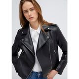 Mavi Biker Yaka Siyah Suni Deri Ceket 1110221-900 - Siyah-900