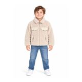 MAVİ BONCUKK Çocuk Unisex Peluş Welsoft Fermuarlı Kapüşonlu ve Dik Yaka Polar Mont Ceket