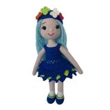 Mavi Can Çiçeği Bebek Amigurumi Organik Oyuncak