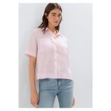 Mavi Cepli Pembe Keten Gömlek Slim Fit / Dar Kesim 1211466-90773