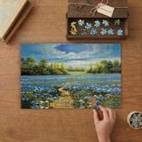 Mavi Çiçek Tarlası Tasarımı 240 Parça Ahşap Puzzle Ahşap Kutuda MP06476