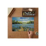 Mavi Çiçek Tarlası Tasarımı 240 Parça Ahşap Puzzle Ahşap Kutuda MP06476