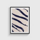 Mavi Çizgiler Desen 1 Tablo Çerçeveli Poster Duvar Dekorasyonu - 50 x 70 - Siyah Çerçeveli