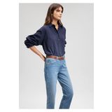 Mavi Çizgili Lacivert Gömlek Oversize / Geniş Kesim -83699 1210878